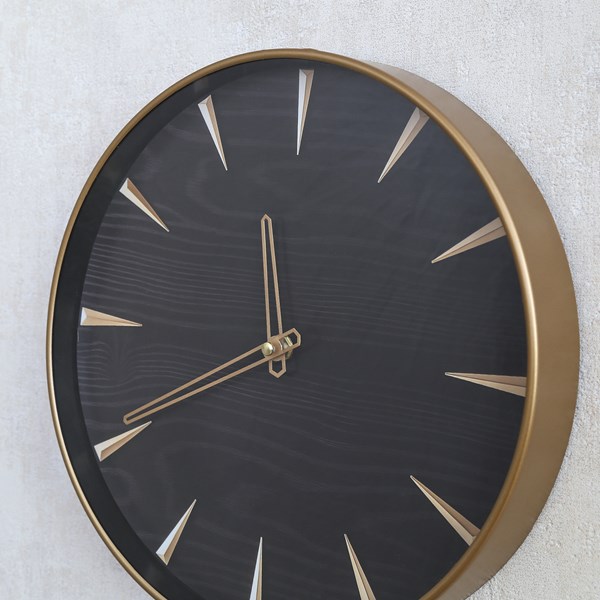 Black & Gold Wall Clock 30cm Black & Gold Wall Clock 30cm