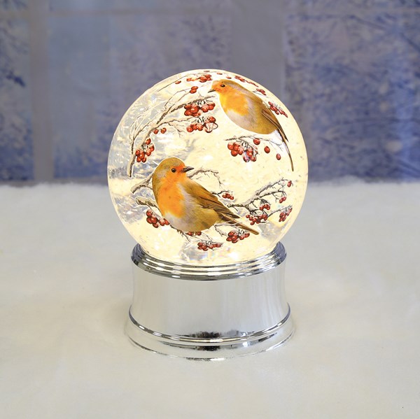 LED Robin Globe Spinner 16cm LED Robin Globe Spinner 16cm