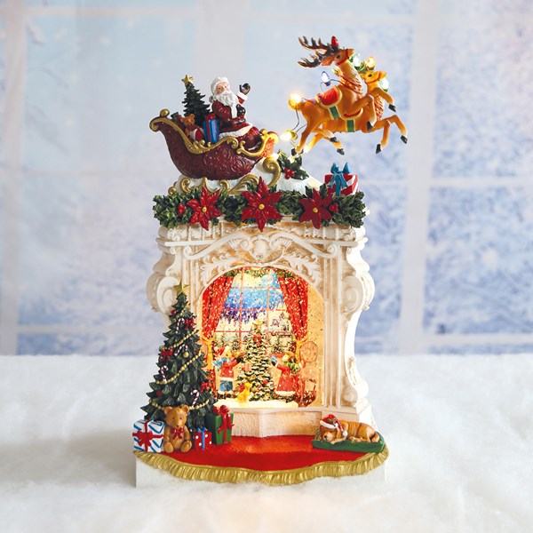 Santa Fireplace Spinner 26.5cm Santa Fireplace Spinner 26.5cm