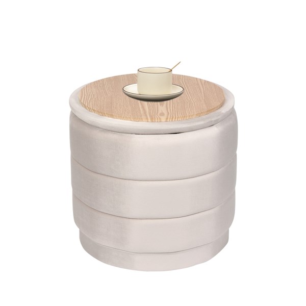 Storage Ottoman Ivory with Tray Top 39x37cm Storage Ottoman Ivory with Tray Top 39x37cm