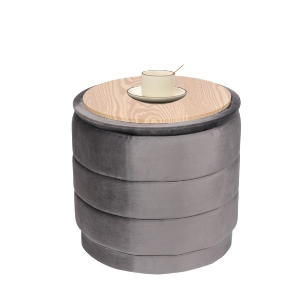Storage Ottoman Grey with Tray Top 39x37cm Storage Ottoman Grey with Tray Top 39x37cm