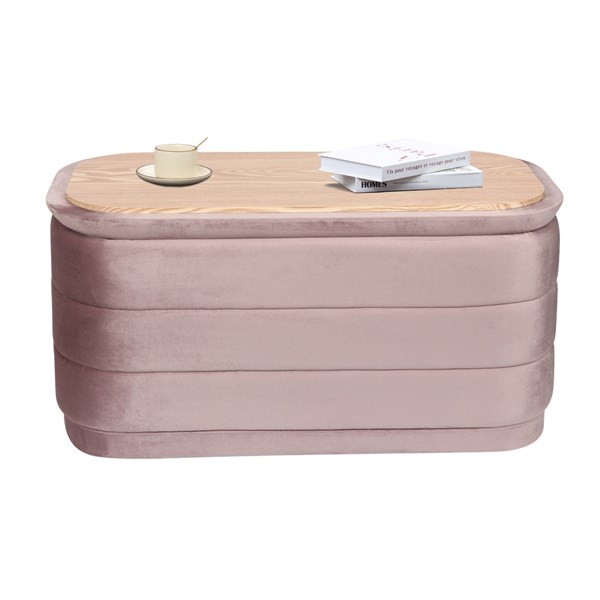Storage Ottoman Pink with Tray Top 76x38cm