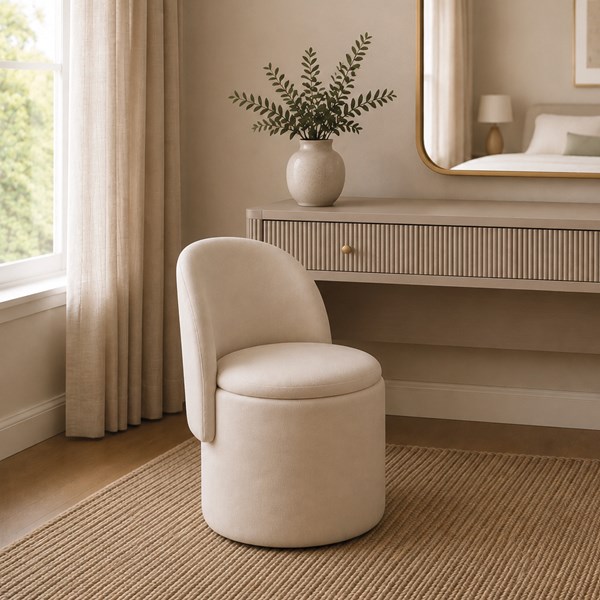 Chair Storage Ottoman Ivory 50x46x71cm