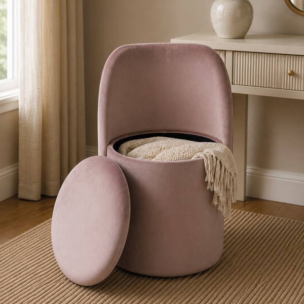 Chair Storage Ottoman Pink 50x46x71cm