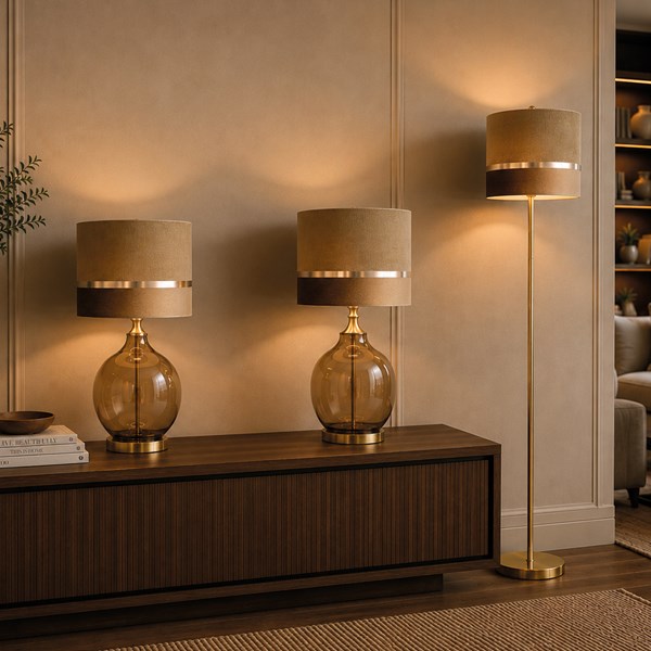 Brown Velvet Stripe Floor Lamp 158cm Brown Velvet Stripe Floor Lamp 158cm