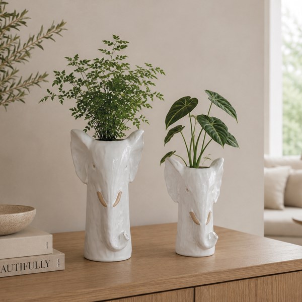 Grey Elephant Vase 13x26cm