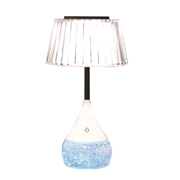 Pleated Shade LED Colour Changing Glitter Lamp 15 x 28cm Pleated Shade LED Colour Changing Glitter Lamp 15 x 28cm