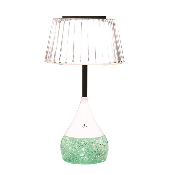 Pleated Shade LED Colour Changing Glitter Lamp 15 x 28cm Pleated Shade LED Colour Changing Glitter Lamp 15 x 28cm