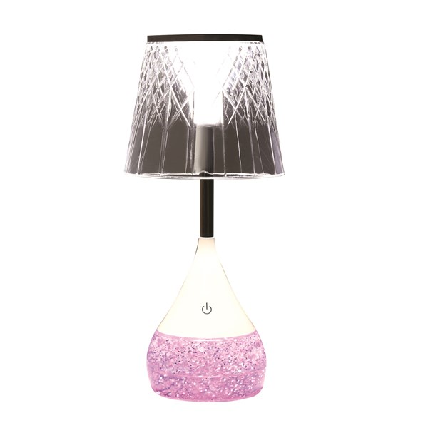 Etched Shade LED Colour Changing Glitter Lamp 13 x 28cm Etched Shade LED Colour Changing Glitter Lamp 13 x 28cm