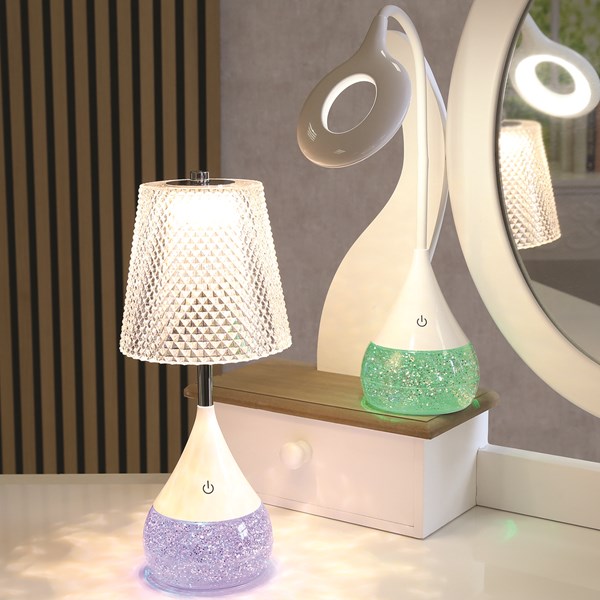 Diamond Shade LED Colour Changing Glitter Lamp 13 x 28cm