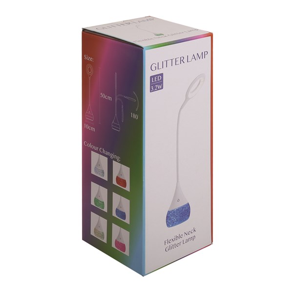 Flexible Neck LED Colour Changing Glitter Lamp 10 x 50cm
