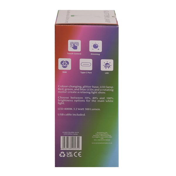 Flexible Neck LED Colour Changing Glitter Lamp 10 x 50cm