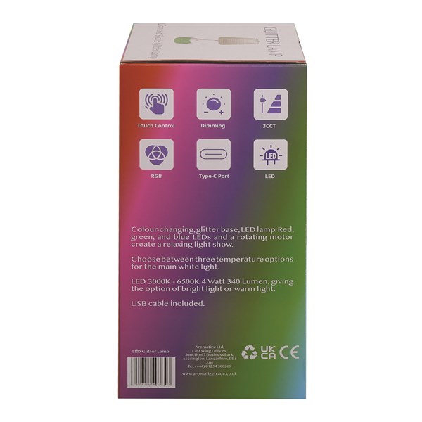 Pleated Shade LED Colour Changing Glitter Lamp 15 x 28cm