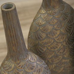 Bronze Tone Overlapping Scalloped Vase 60cm