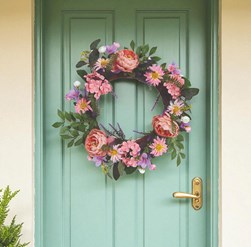 Mixed Floral Wreath Pink Hydrangea and Peony 45cm Mixed Floral Wreath Pink Hydrangea and Peony 45cm