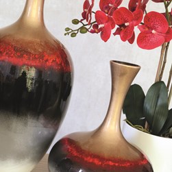Multi Coloured Ombre Vase with Narrow Gold Neck 33.5cm