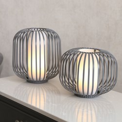 Grey Cage Lantern Lamp 20cm