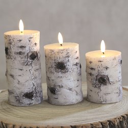 LED Birch Candle 7.6x10cm