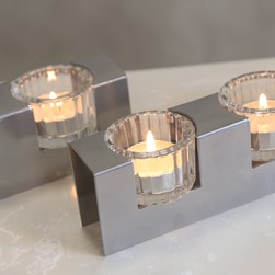 Triple Tealight Holder Silver 25cm