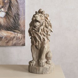 Wood Effect Lion 19x43cm
