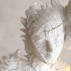 White Leaf Couple Sculpture 21x50cm