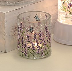 Floral Lavender Tealight Holder 7cm Floral Lavender Tealight Holder 7cm