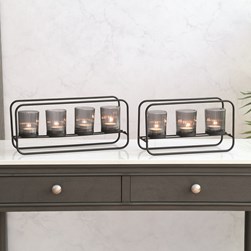 Smoke Grey 3 Tealight Holder 28x15cm Smoke Grey 3 Tealight Holder 28x15cm