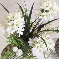 White Flower Arrangement in Textured Pot 49cm