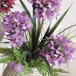 Purple Flower Arrangement in Textured Pot 49cm