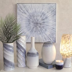 Blue & White Cylinder Vase 37cm Blue & White Cylinder Vase 37cm