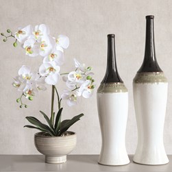 Cream, Green, and Black Narrow Neck Vase 66cm