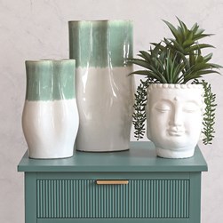 Sage Green and White Free Form Vase 36cm