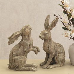 Wood Effect Hare Figurine 35.5cm