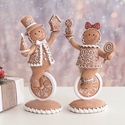 Gingerbread Figurines on Unicycles 27cm 2 Assorted Gingerbread Figurines on Unicycles 27cm 2 Assorted