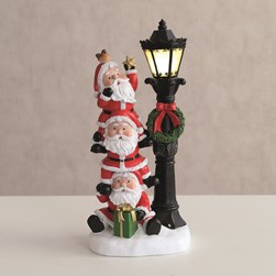 LED Santa Trio Lamppost 19cm