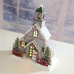 LED Christmas Church Grey 24x30cm LED Christmas Church Grey 24x30cm