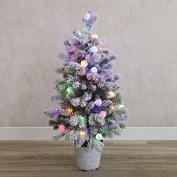 Pre Lit (60L) 90cm Pastel and White Mix Bauble Light Snow Tree Pre Lit (60L) 90cm Pastel and White Mix Bauble Light Snow Tree