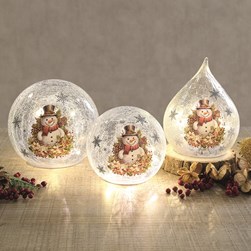 LED Crackle Ball Snowman 15cm LED Crackle Ball Snowman 15cm