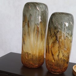 Amber Lustre Cylinder Vase 34cm