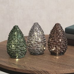 LED Glass Pinecone 15cm 3 Assorted Colours LED Glass Pinecone 15cm 3 Assorted Colours