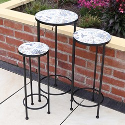 Lazzaro Set of 3 Plant Stands – Floral Design 65cm/60cm/50cm