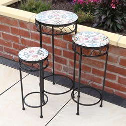 Tavenna Set of 3 Plant Stands – Leaf Floral Design 65cm/60cm/50cm