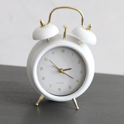 White Retro Table Clock 17cm