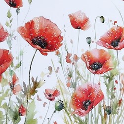Red Poppy Crystal Pict 50cm