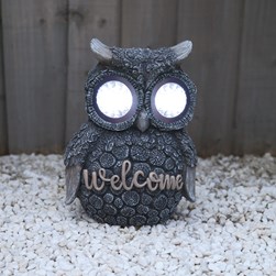 Solar Welcome Owl 23x24cm