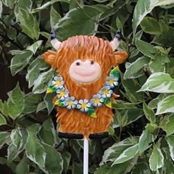 Solar Highland Cow Stake 84cm