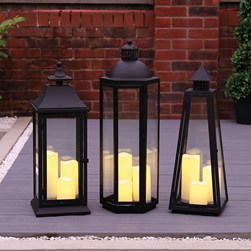 LED Lantern Black 60cm