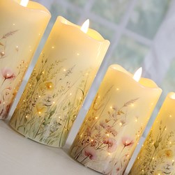 LED Floral Candle 7.5x12cm Ast
