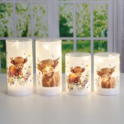 LED Highland Cow 13cm 2 Assorted