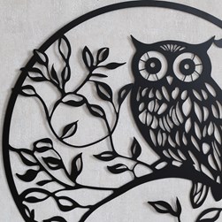 Owl Wall Art Black 60cm Owl Wall Art Black 60cm
